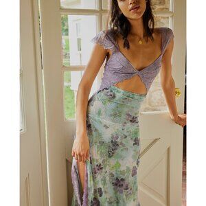 Free People Lavender and Mint Floral Chemise